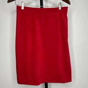 Amanda Smith Petite Skirt- 14P- velvet like red, some stretch with elastic waist